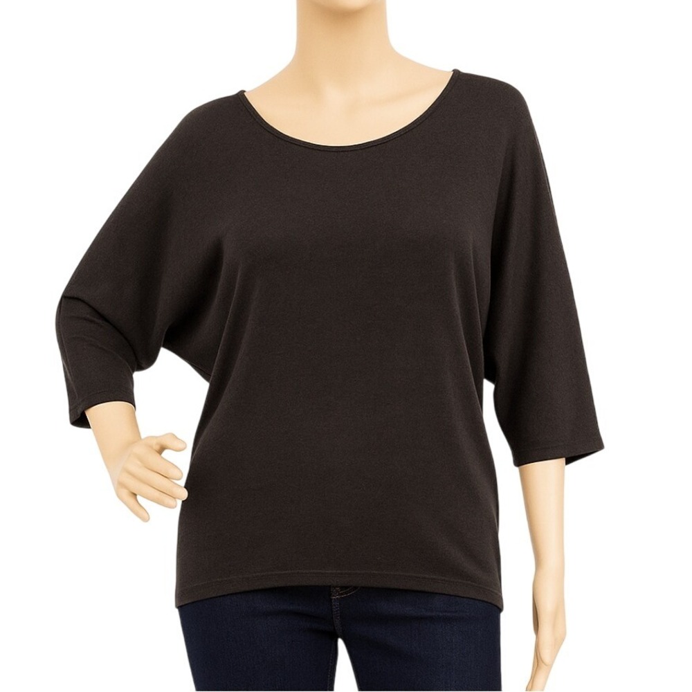 White House Black Market Shirt Modern Dolman Tunic Pullover Comfy Casual Black M
